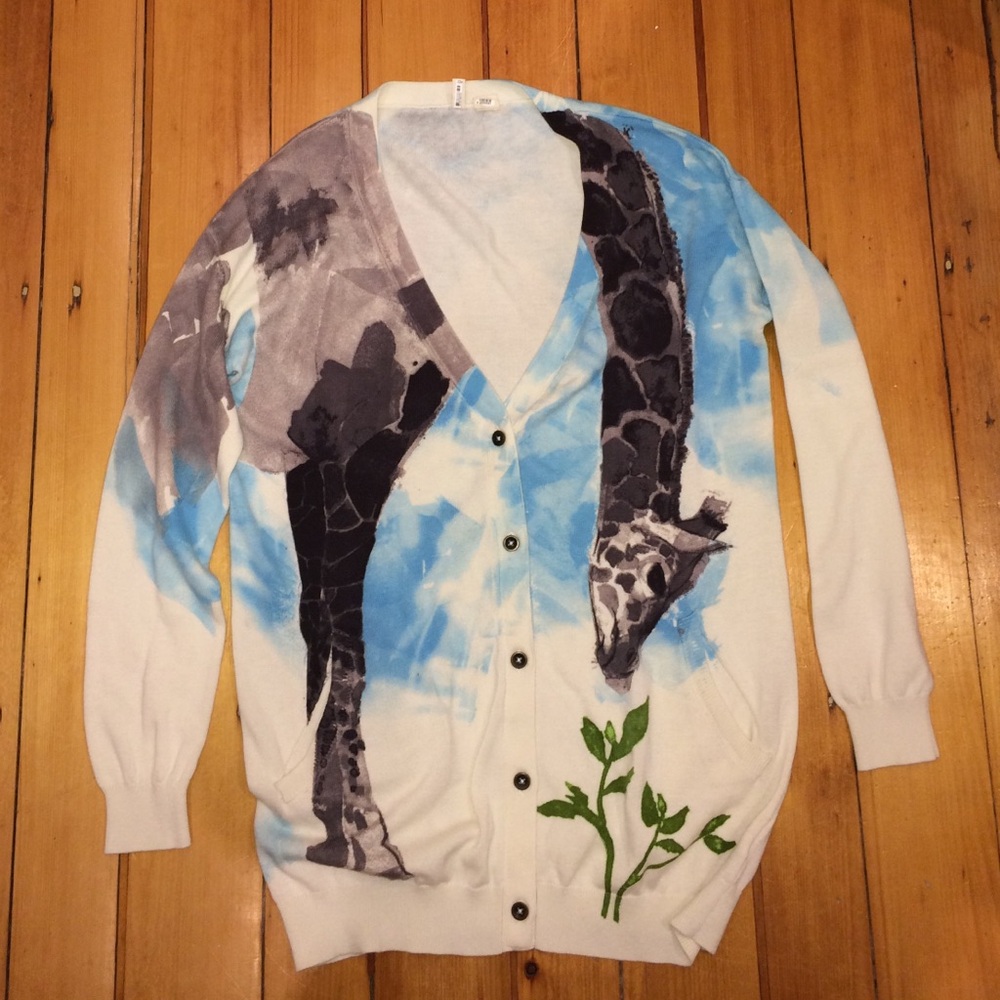 Anthropologie giraffe watercolor cardigan